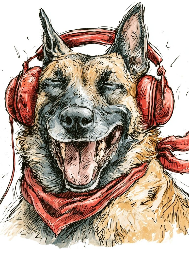 Happy German Shepherd Illustration Poster. poster — animals art