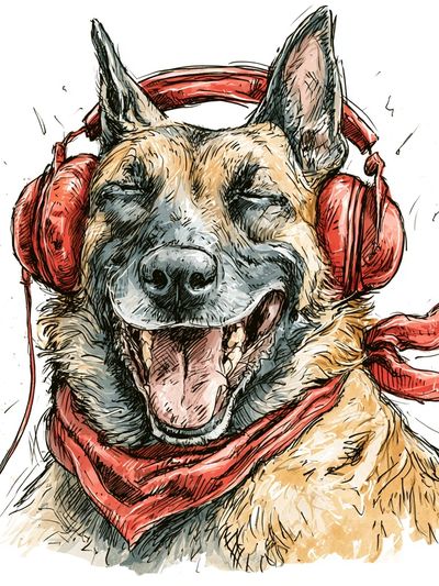 Happy German Shepherd Illustration Poster. poster