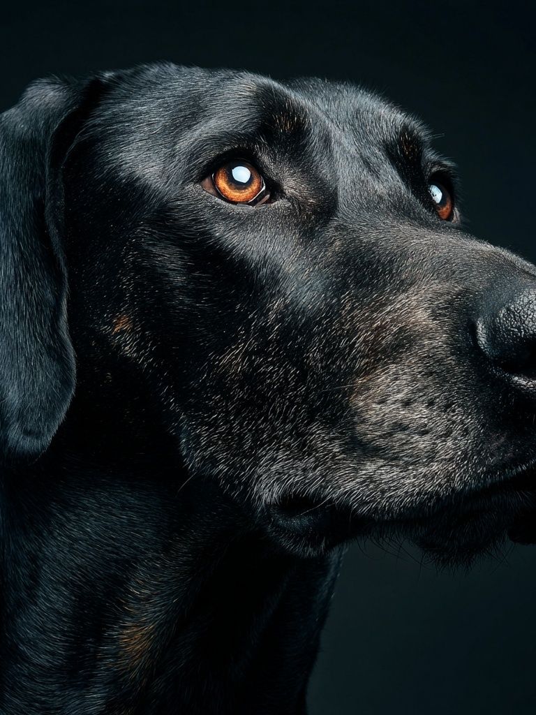 Majestic Black Dog Portrait Poster. poster detail