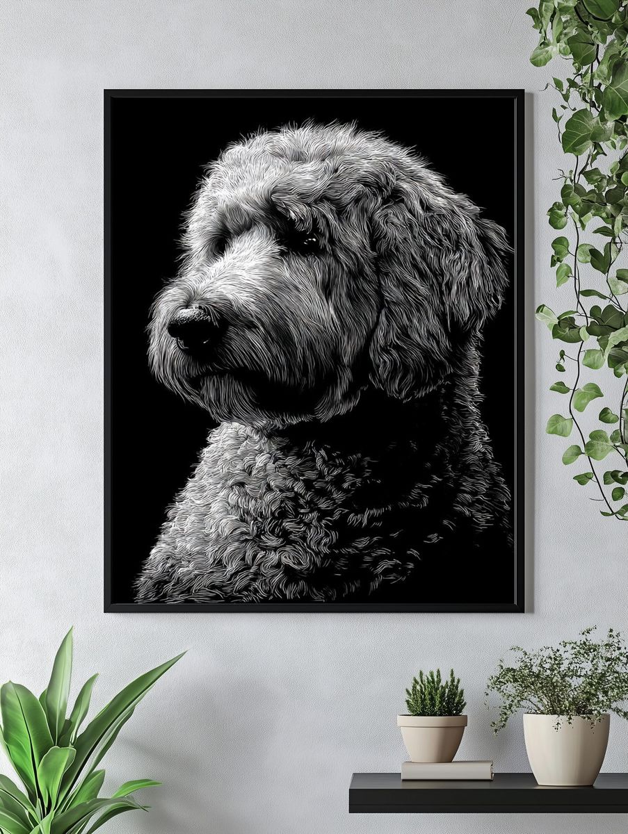Dog Portrait Black-White Print. — room view 4