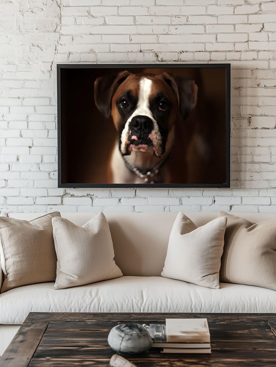 Boxer Dog Portrait Poster. — room view 1