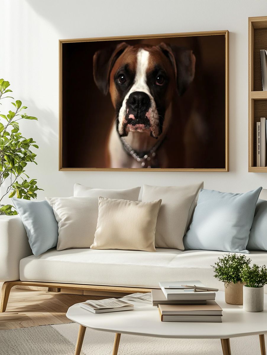 Boxer Dog Portrait Poster. — room view 2