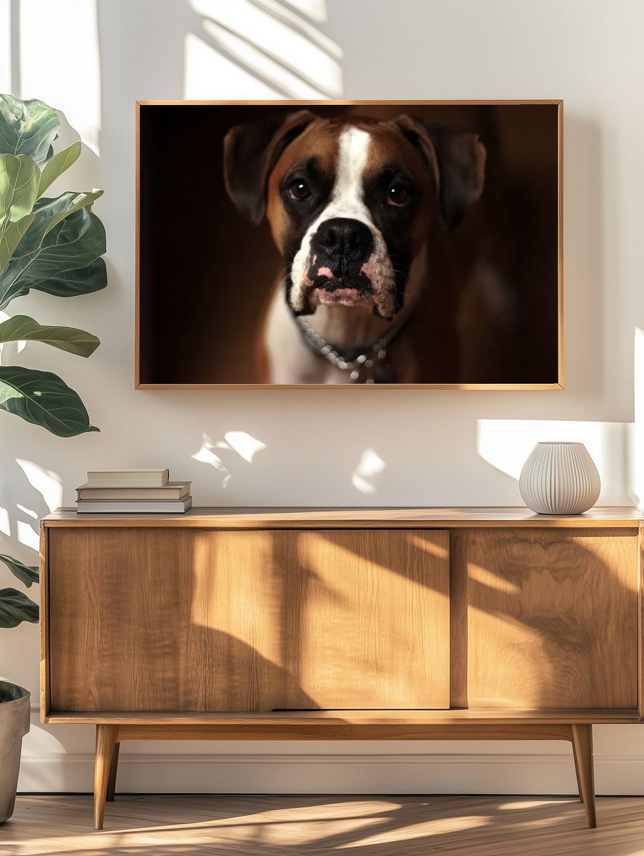 Boxer Dog Portrait Poster. — room view 3
