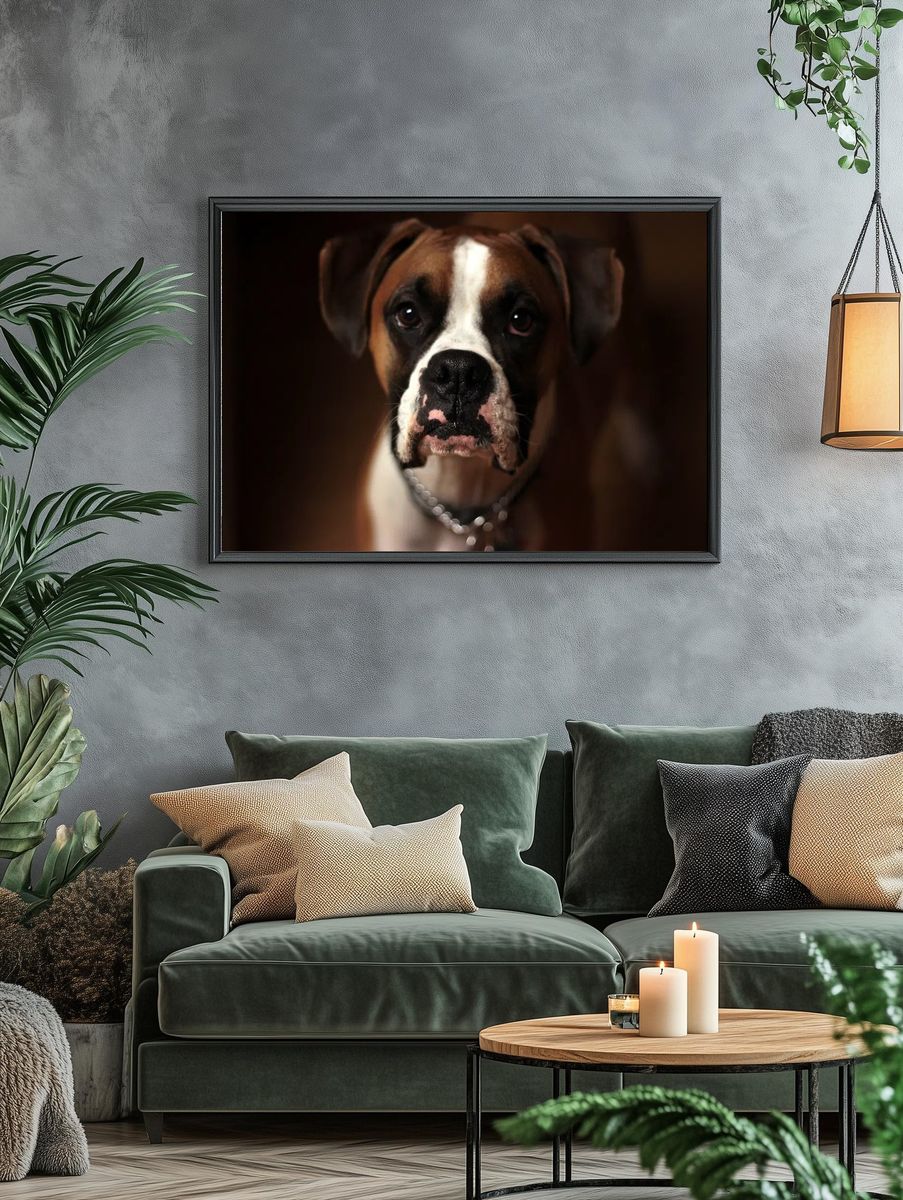 Boxer Dog Portrait Poster. — room view 4