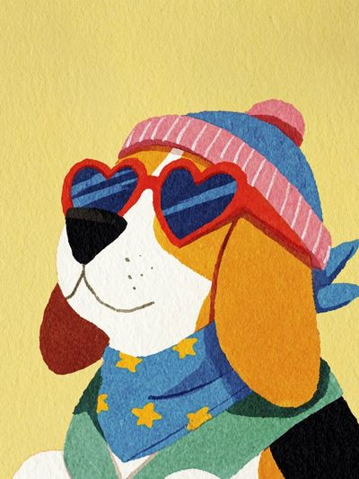 Cool Beagle Dog — Illustration Print. poster print