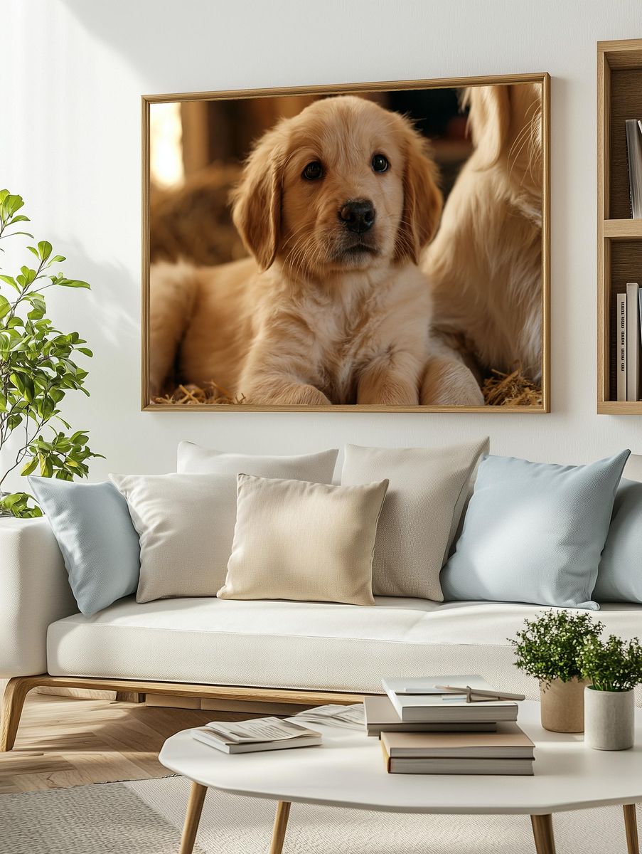 Golden Retriever Puppy Portrait Poster. — room view 2