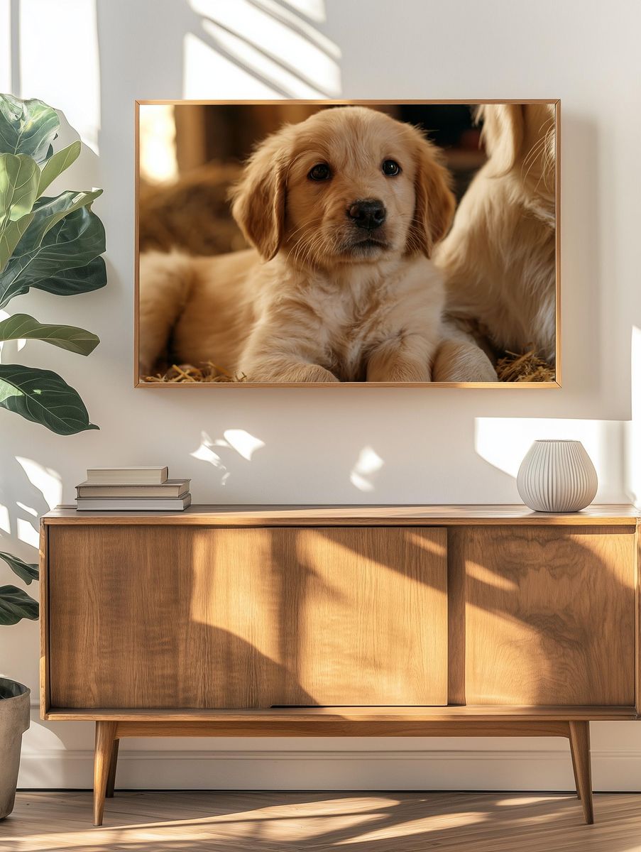 Golden Retriever Puppy Portrait Poster. — room view 3