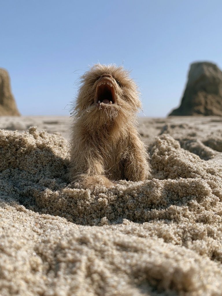 Howling Dog on the Beach Poster. poster — animals art