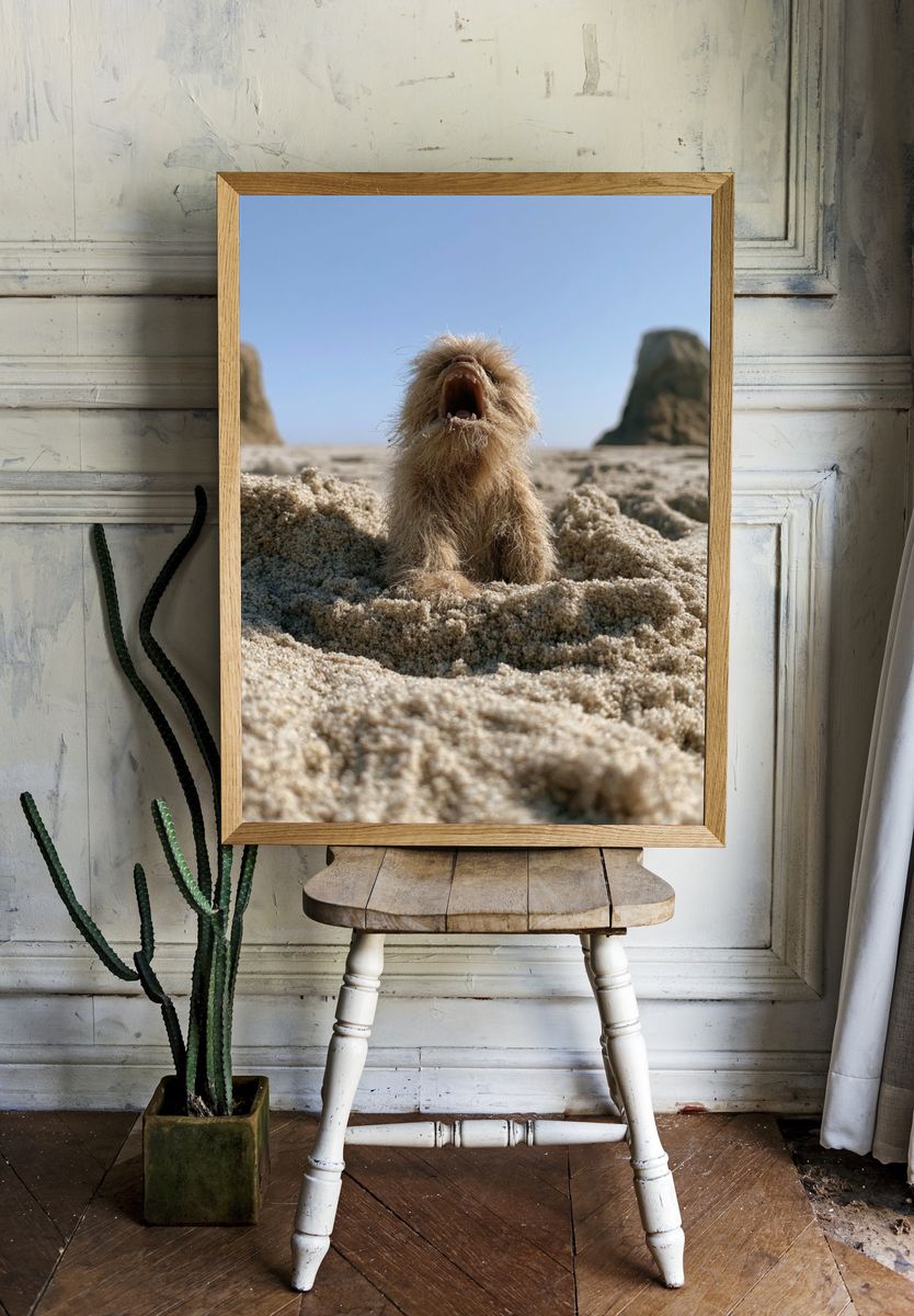 Howling Dog on the Beach Poster. room preview