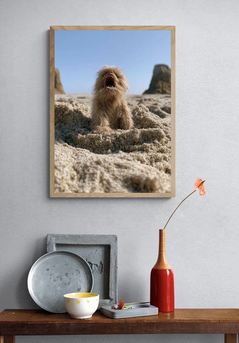 Howling Dog on the Beach Poster. — room view 3