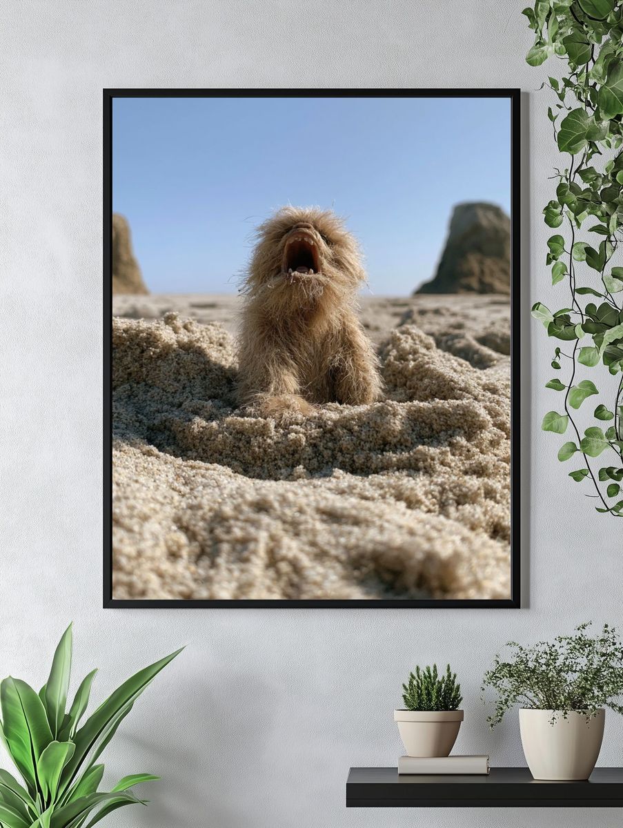 Howling Dog on the Beach Poster. — room view 4