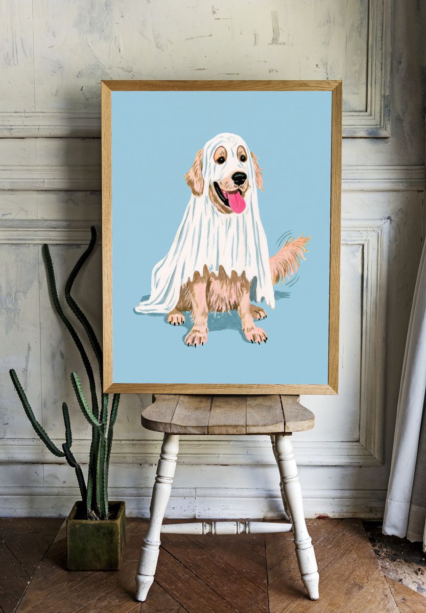 Ghost Dog Watercolor Poster. room preview