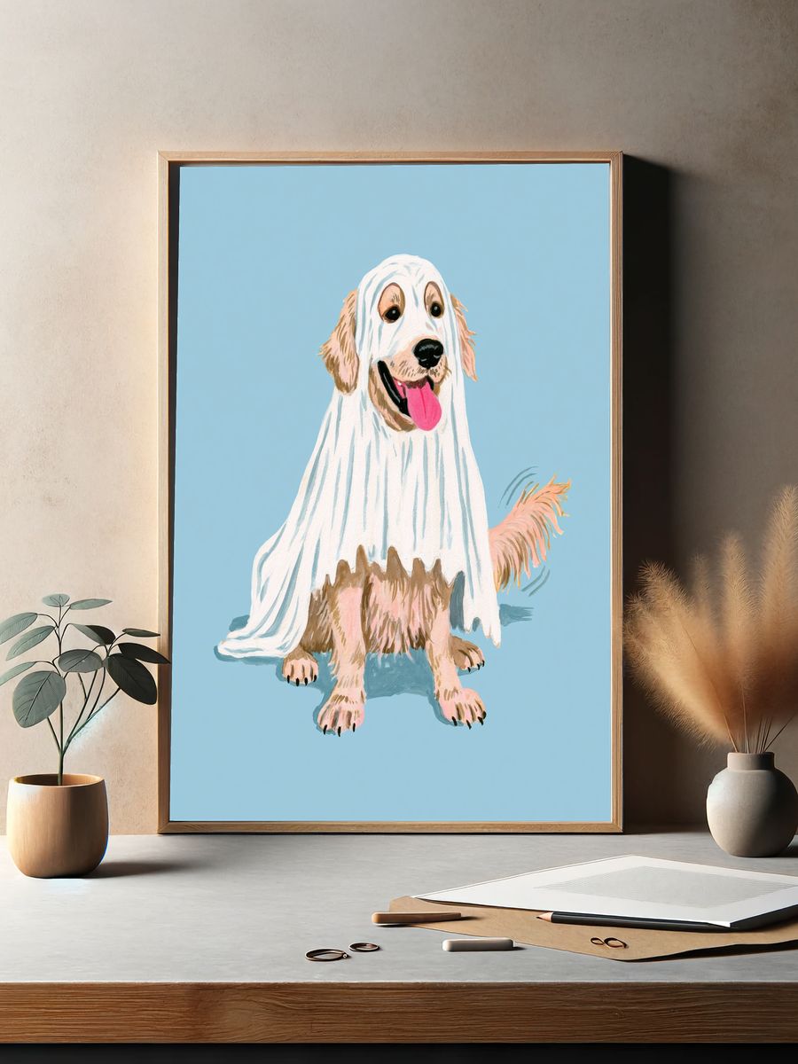Ghost Dog Watercolor Poster. — room view 2
