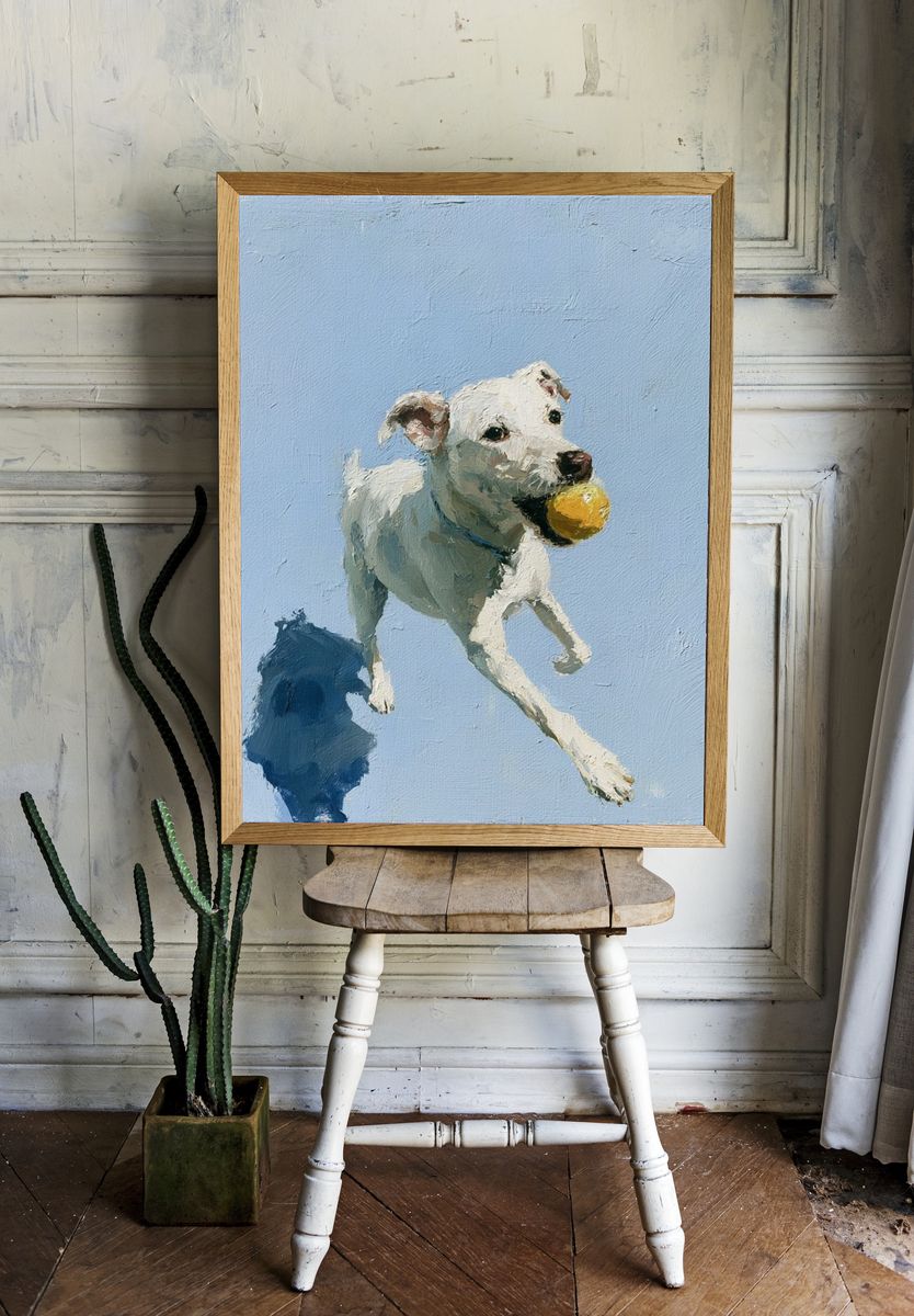 Playful Dog with Ball Poster. room preview