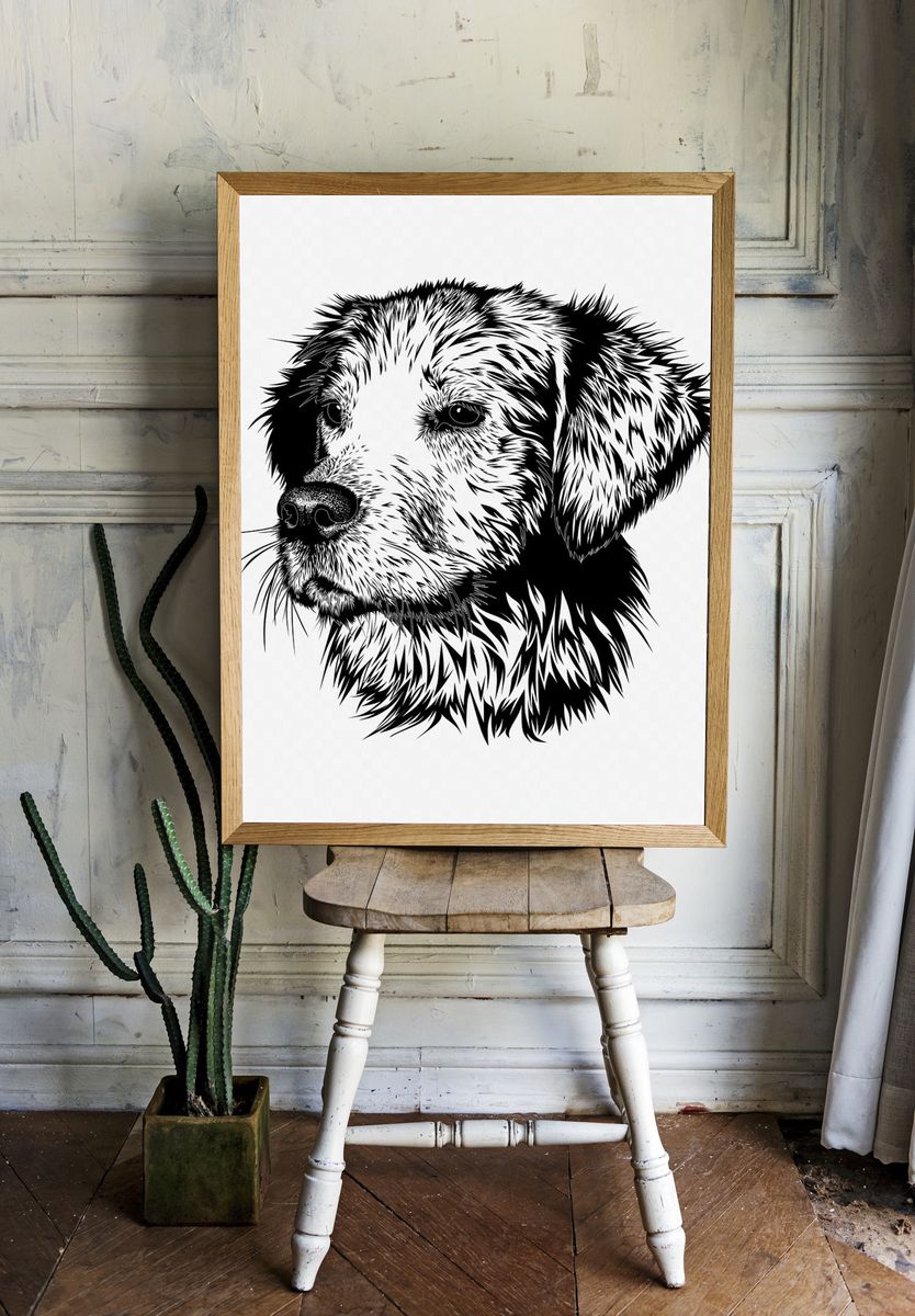 Dog Portrait — Illustration Print. — room view 1