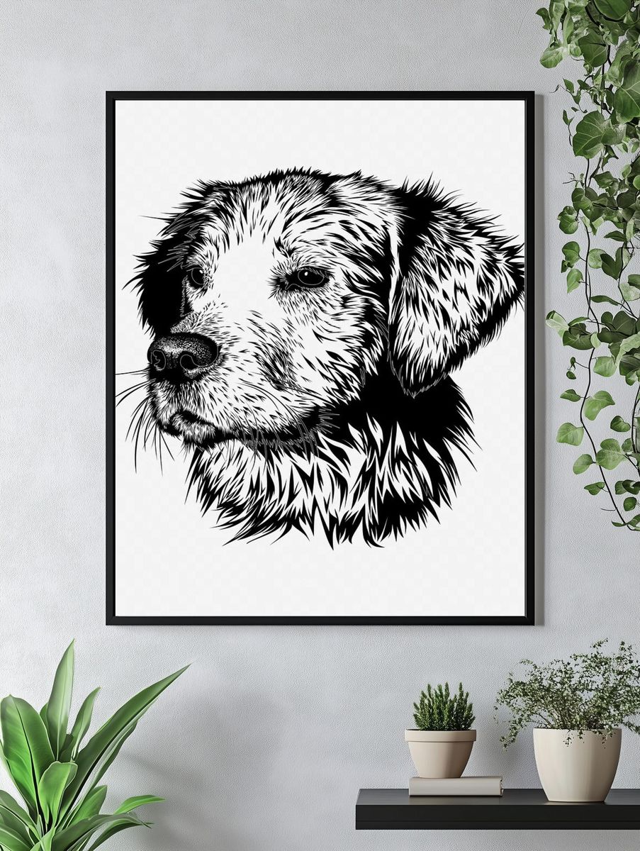 Dog Portrait — Illustration Print. — room view 4