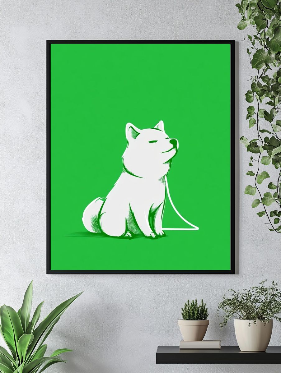 White Dog Illustration Poster. — room view 4