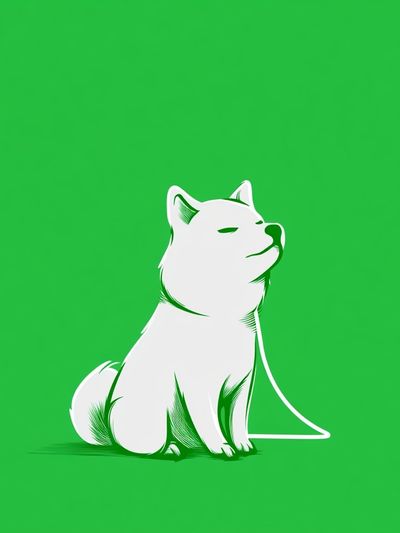White Dog Illustration Poster.