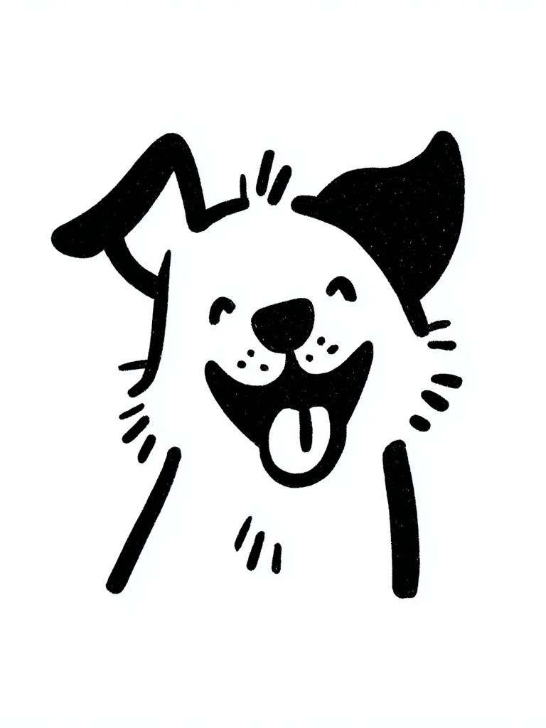 Happy Dog Line Art Poster. poster detail