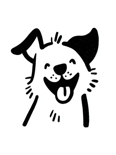 Happy Dog Line Art Poster. poster