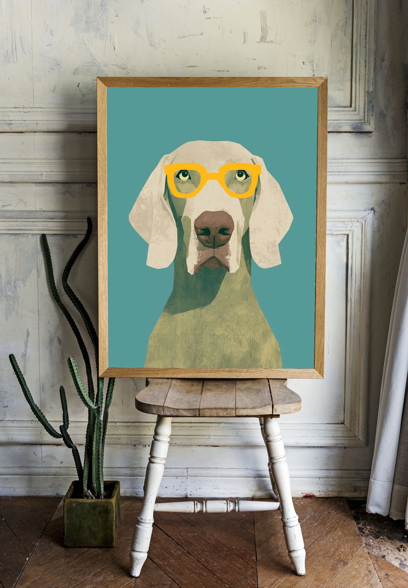 Dog in Glasses Illustration Poster. room preview