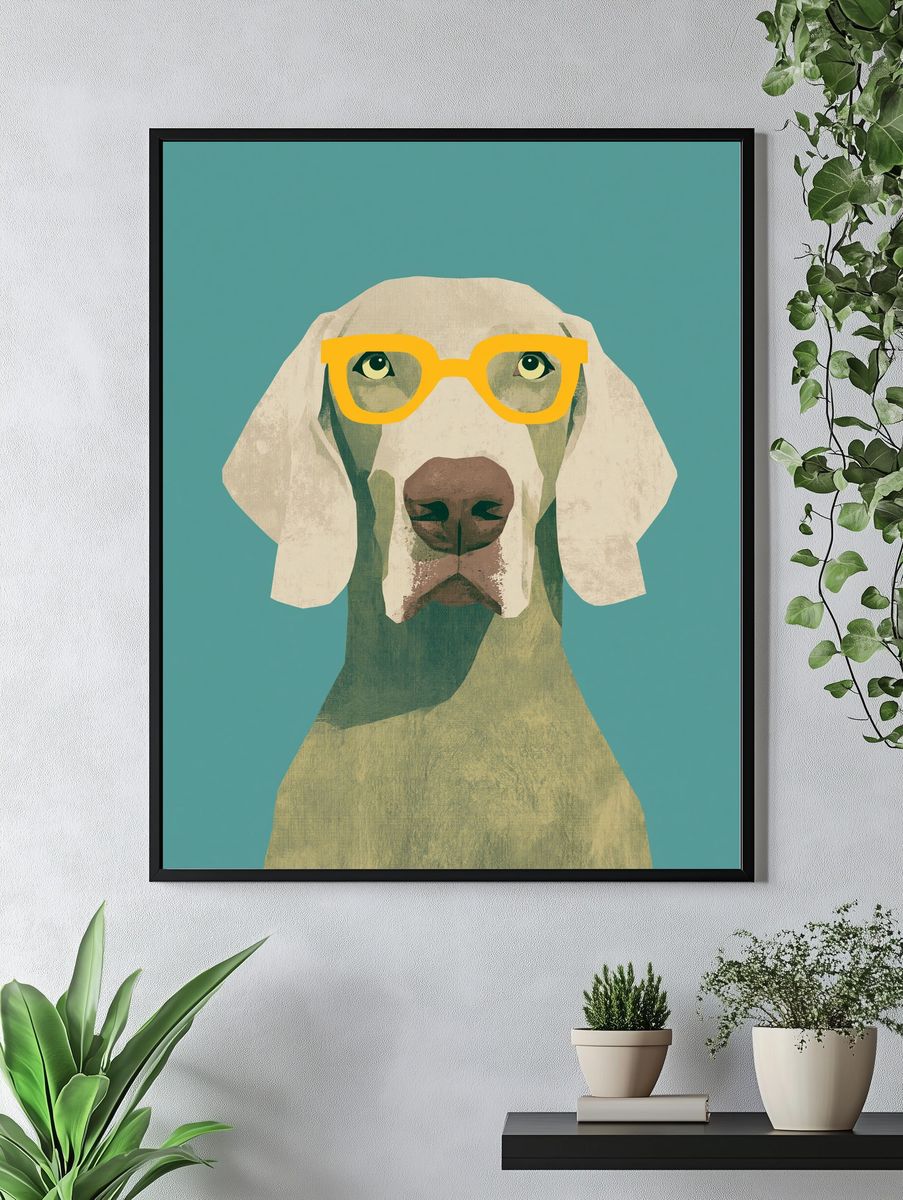 Dog in Glasses Illustration Poster. — room view 4