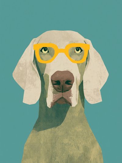 Dog in Glasses Illustration Poster.