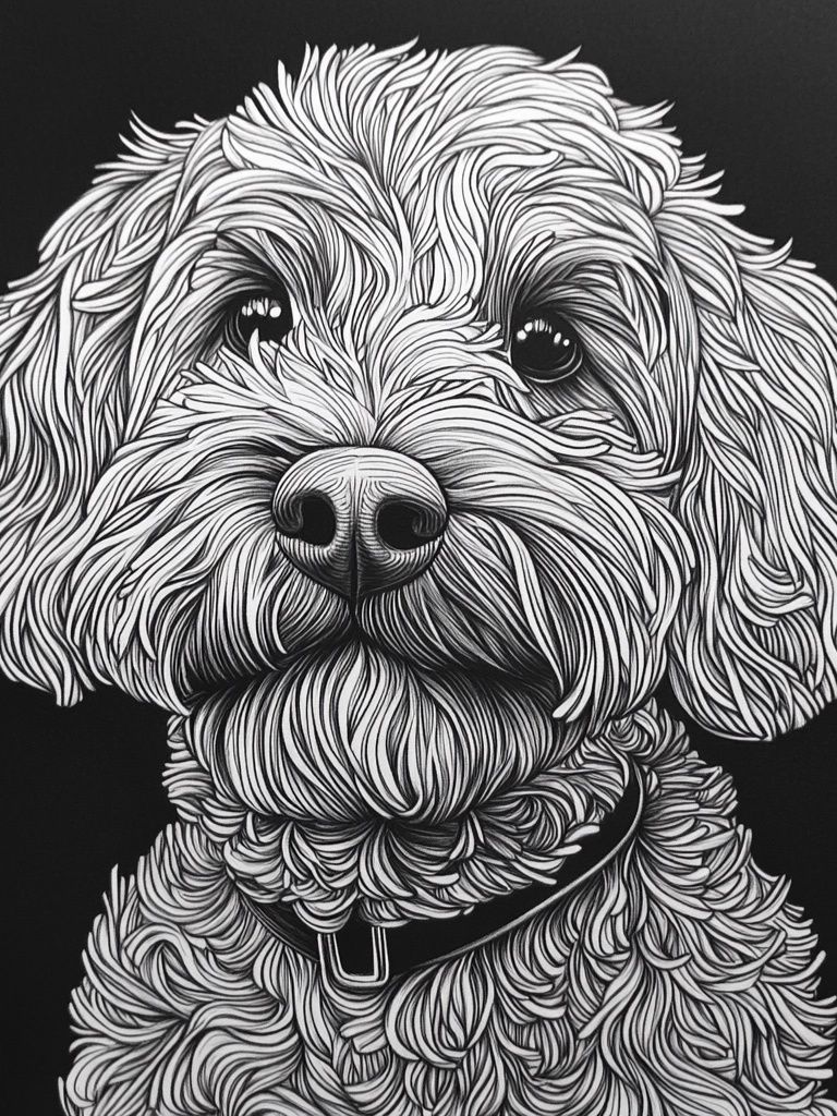 Fluffy Dog Portrait Print. poster detail