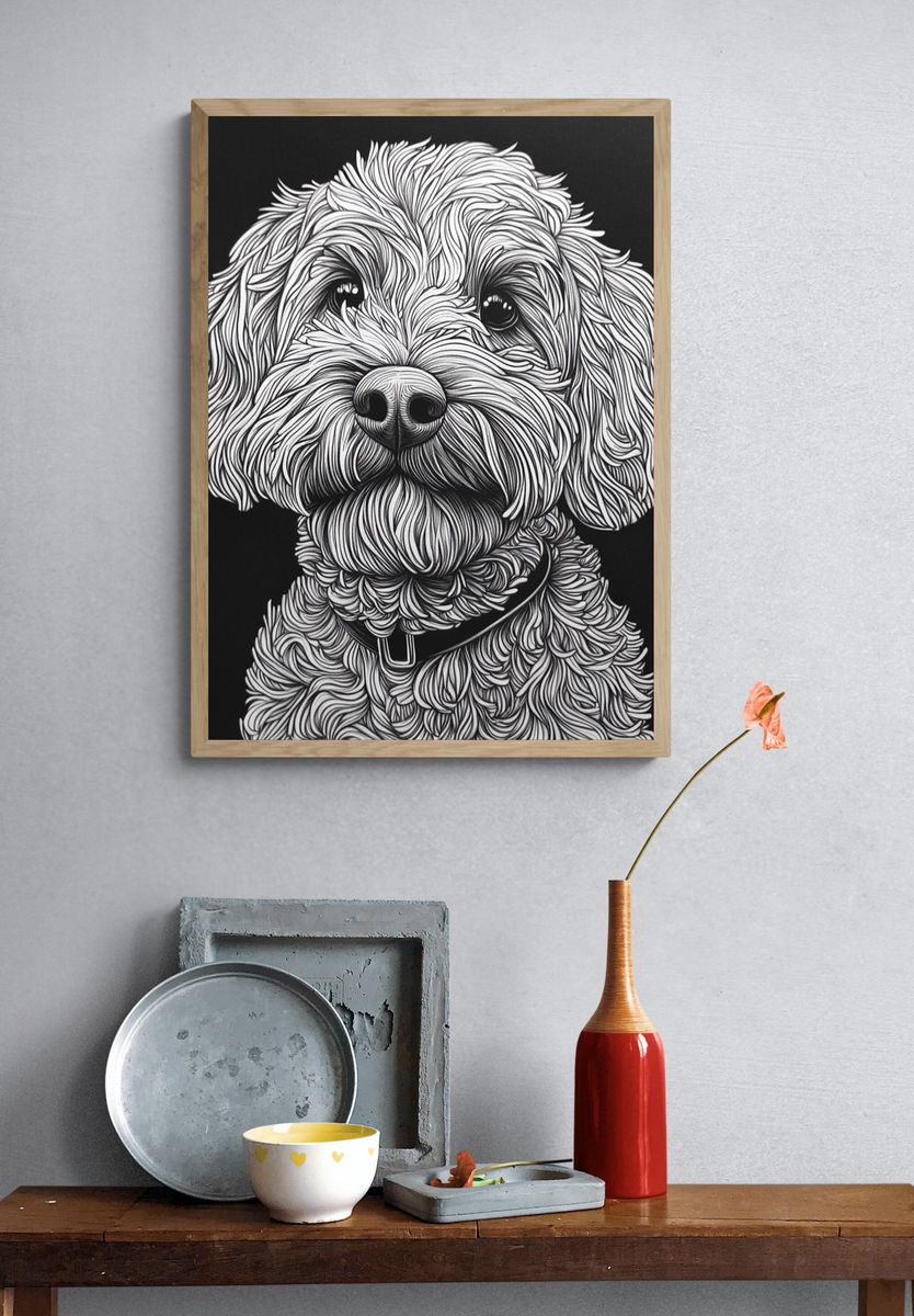 Fluffy Dog Portrait Print. — room view 3