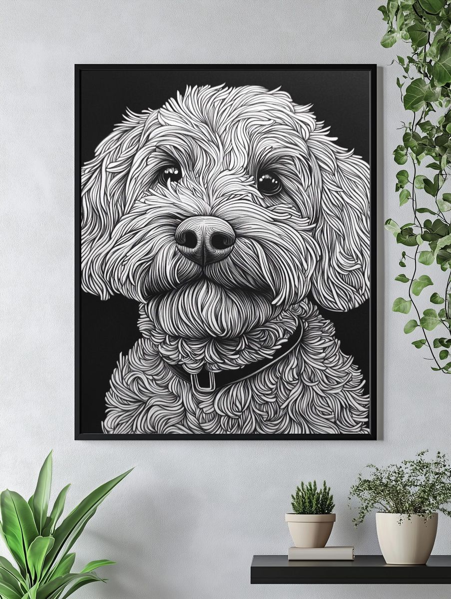 Fluffy Dog Portrait Print. — room view 4
