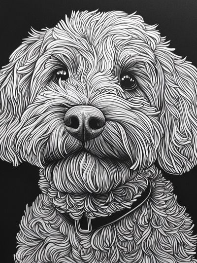 Fluffy Dog Portrait Print.