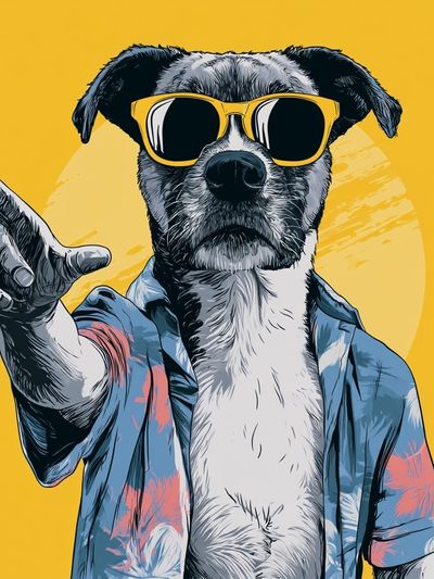 Cool Dog in Sunglasses Illustration Poster. poster