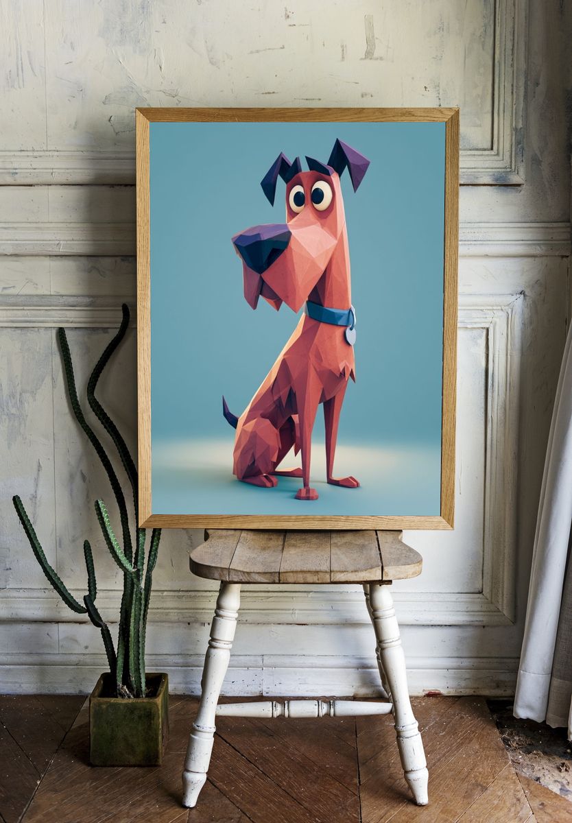 Low-Poly Dog Illustration Poster. room preview