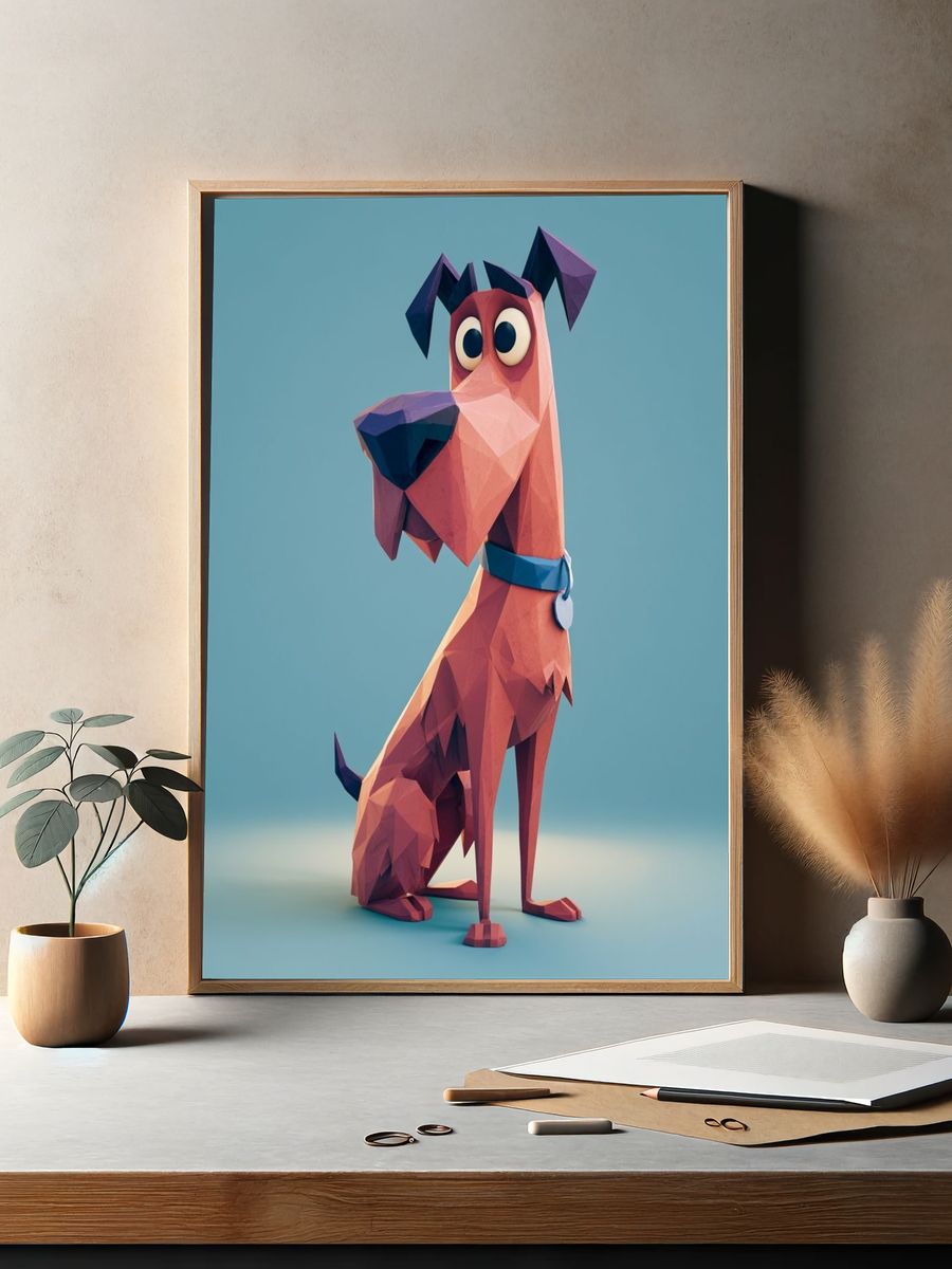 Low-Poly Dog Illustration Poster. — room view 2