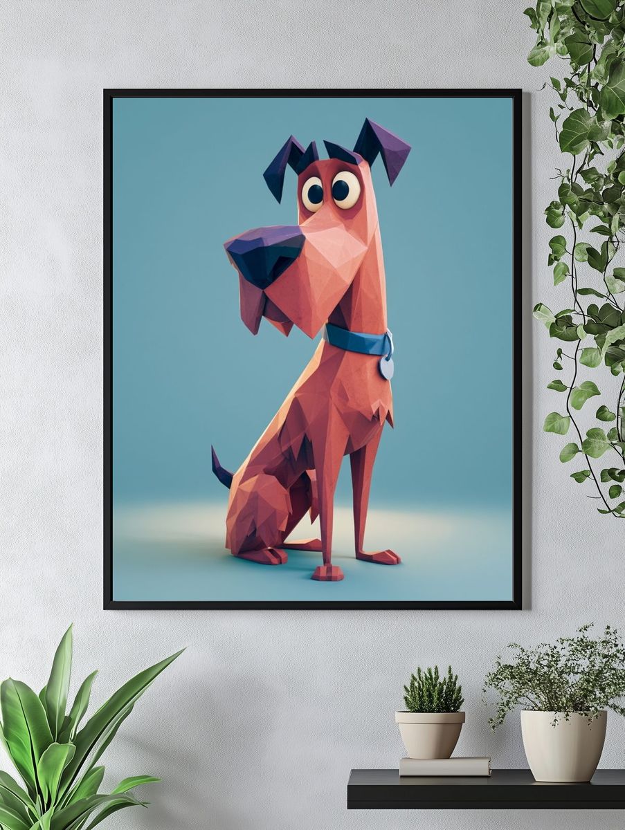 Low-Poly Dog Illustration Poster. — room view 4