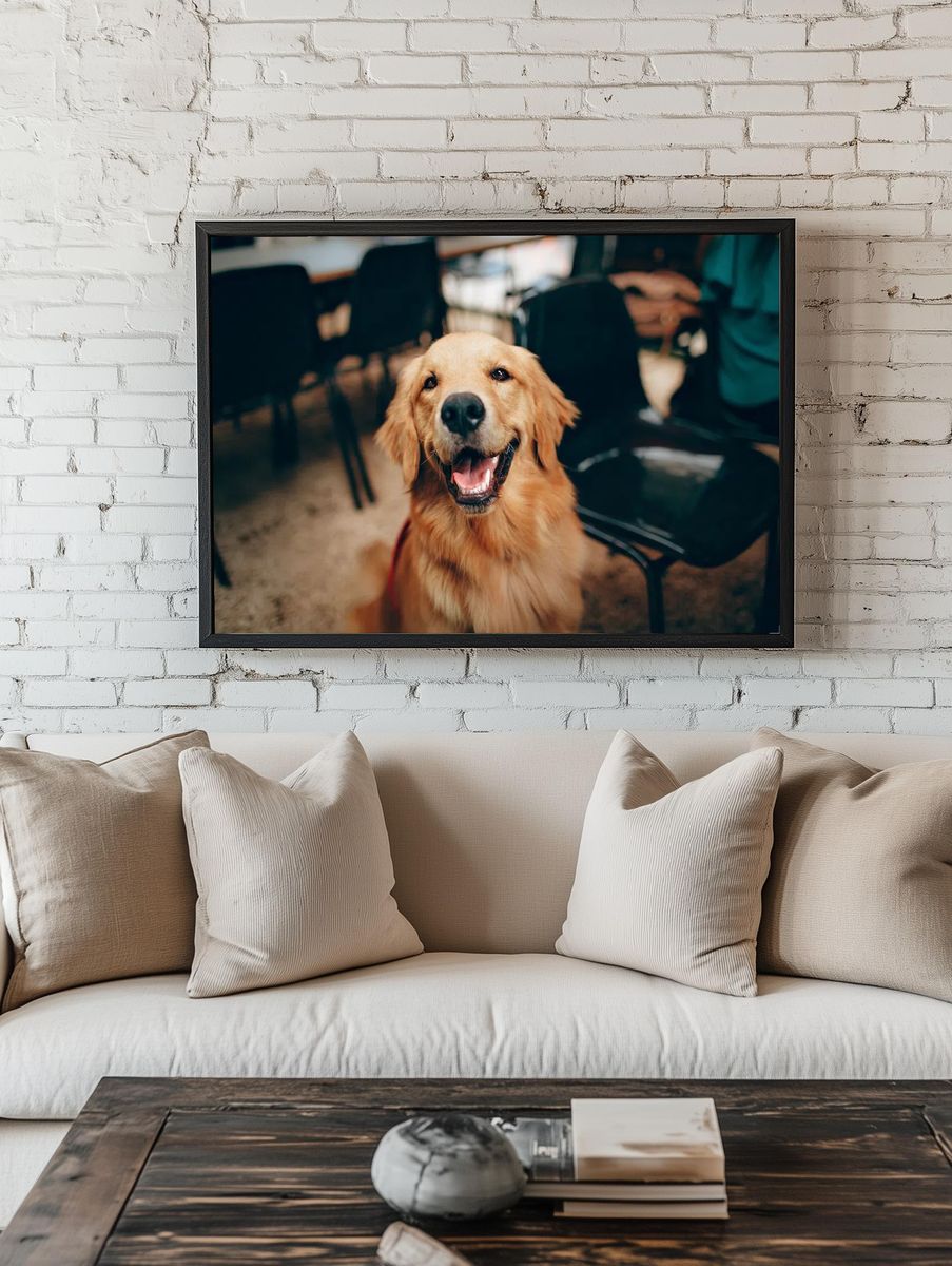 Happy Golden Retriever dog. room preview