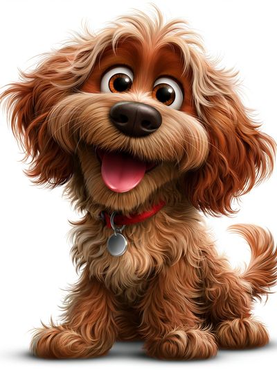 Happy Cartoon Dog Portrait Poster.