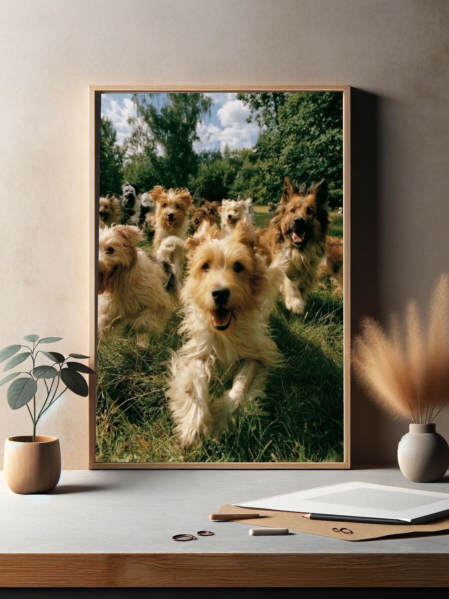 Happy Dogs in the Park Photography Poster. — room view 2
