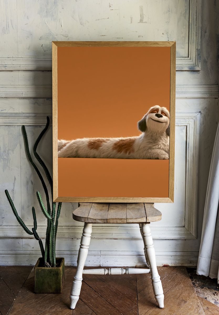 Relaxed Dog Portrait Poster. — room view 1