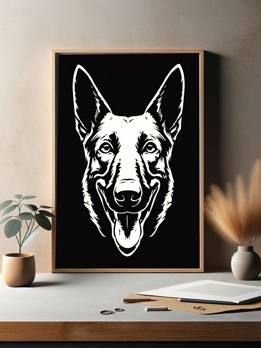 German Shepherd Line Art Poster. — room view 2