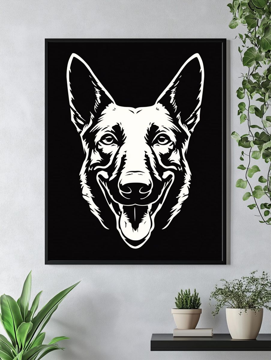 German Shepherd Line Art Poster. — room view 4