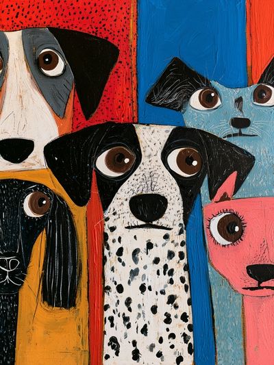 Colorful Dog Faces Illustration Poster. poster