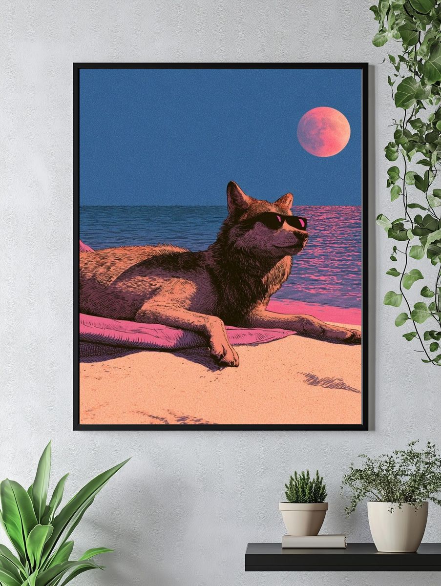 Cool Dog Beach Moon Poster. — room view 4