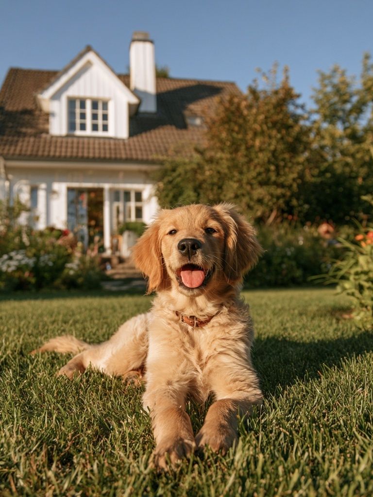 Golden Retriever in Garden Photography Poster. poster — animals art
