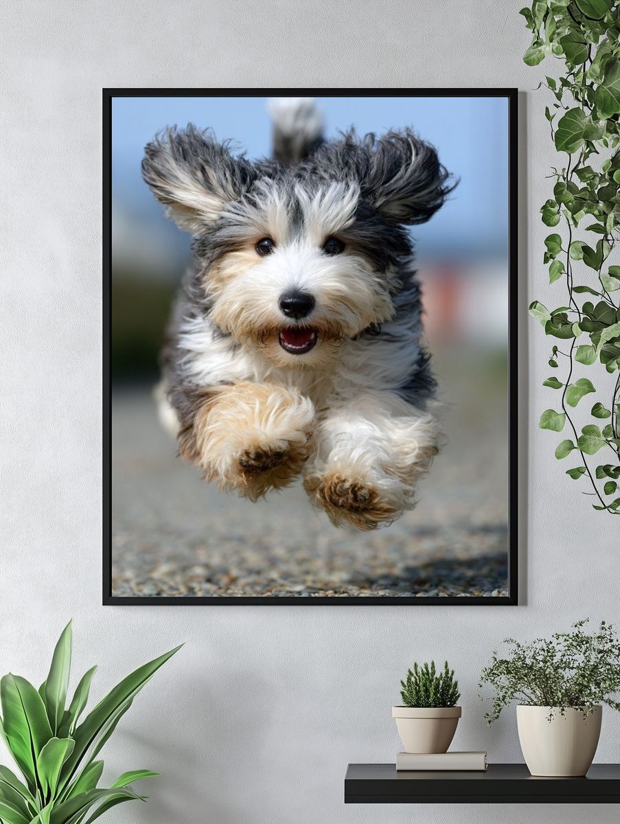 Playful Dog Running — Photography Print. — room view 4