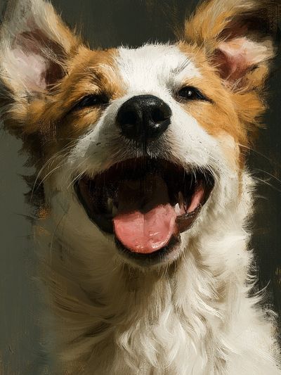 Happy Dog Portrait Print. poster