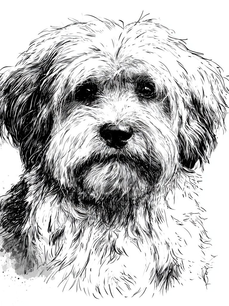Fluffy Dog Portrait Print. poster detail