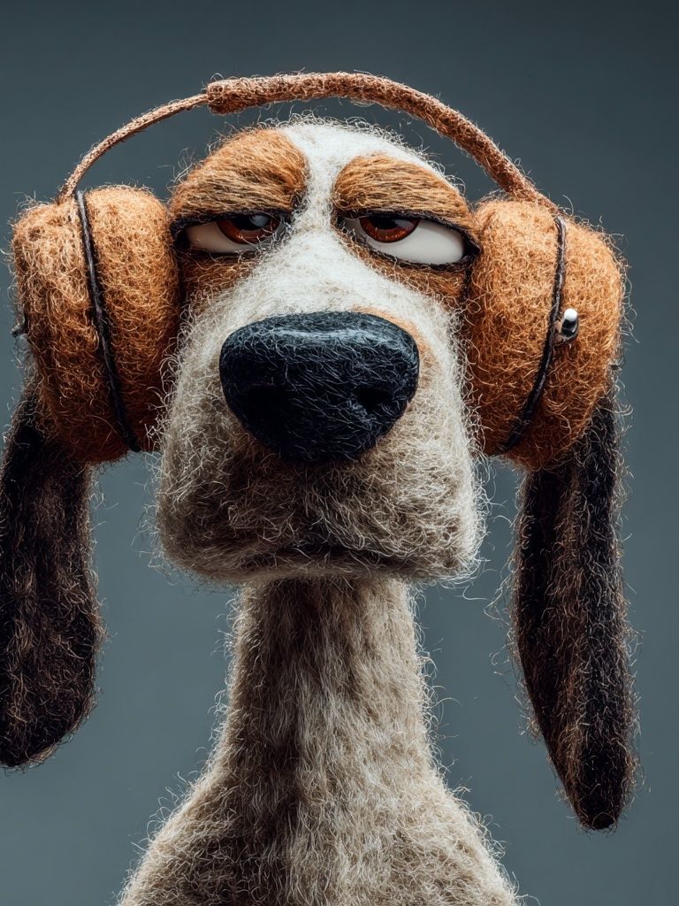 Cool Dog with Headphones — Illustration Print. poster — illustration art