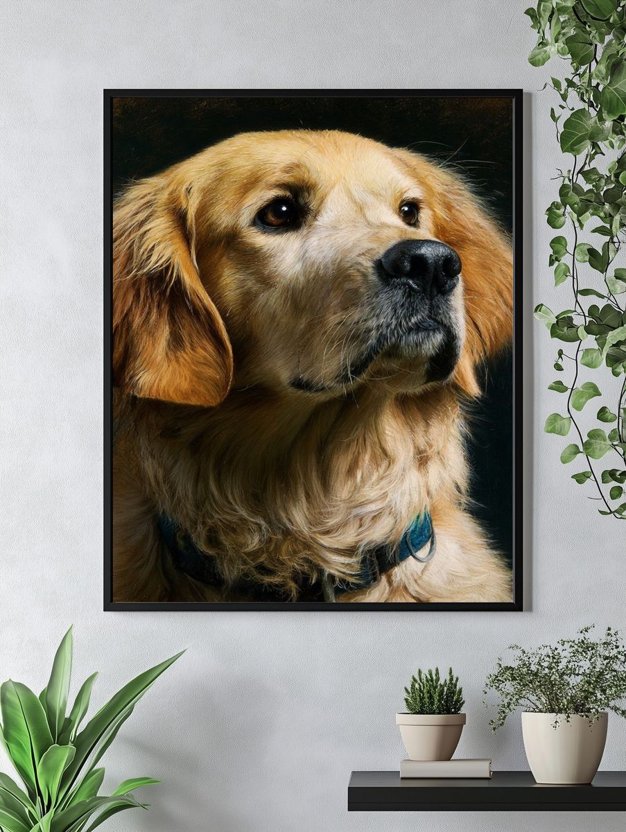Golden Retriever Portrait Print. — room view 4