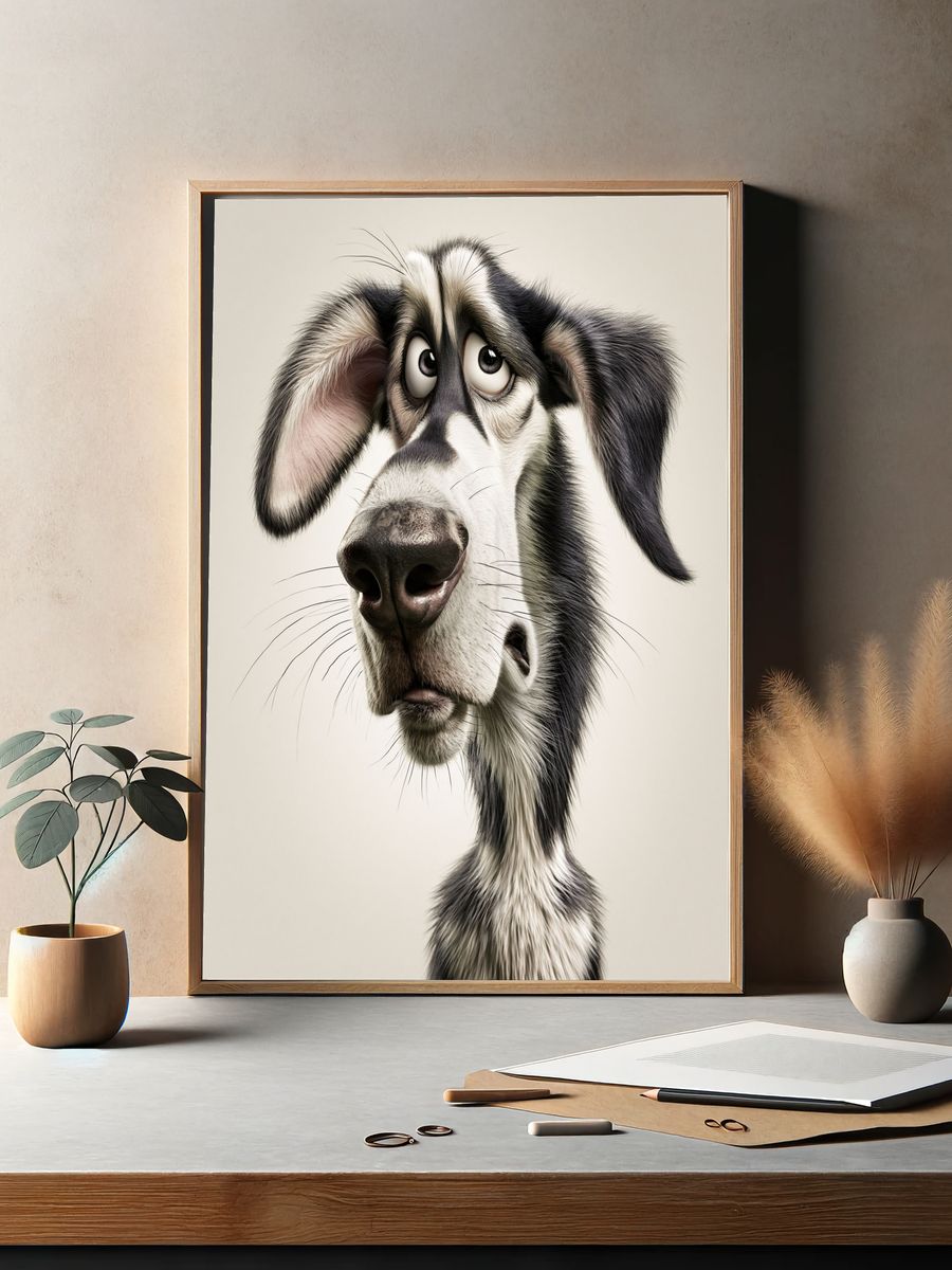 Curious Dog Portrait Print. — room view 2